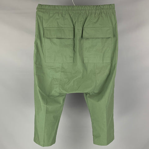 RICK OWENS Size 34 Green Cotton Drop-Crotch Casual Pants