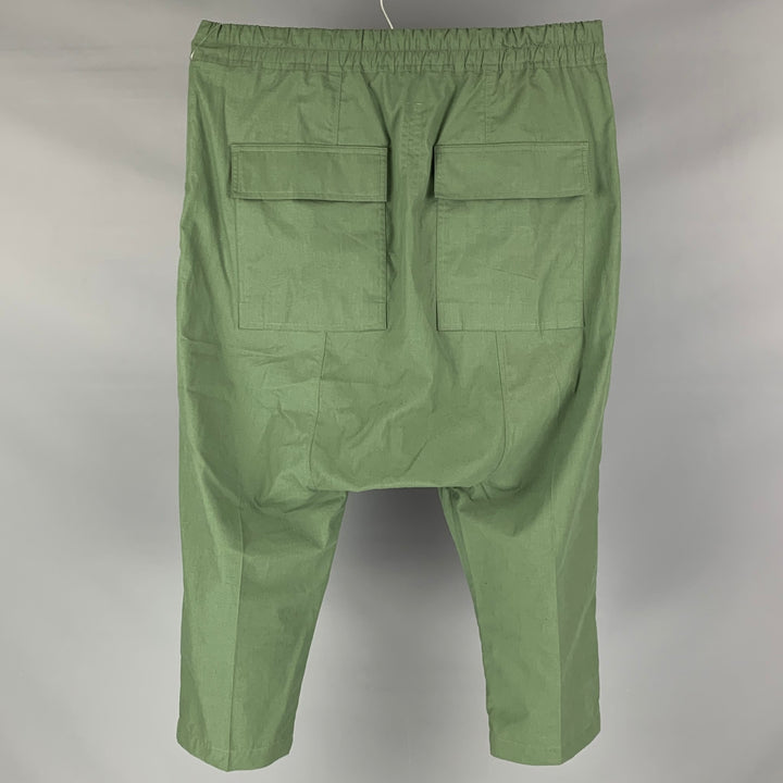 RICK OWENS Size 34 Green Cotton Drop-Crotch Casual Pants
