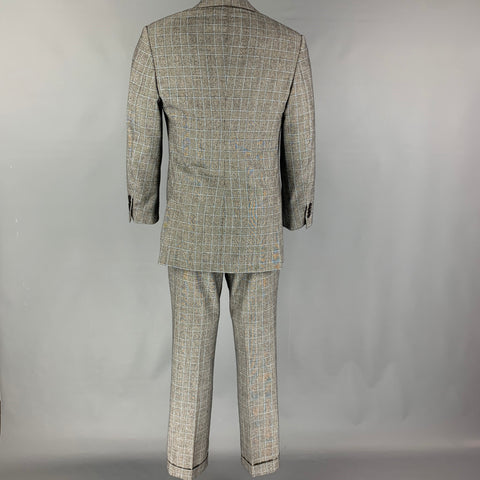 RALPH LAUREN Purple Label 38 Short Gray Glenplaid Wool Cashmere Suit