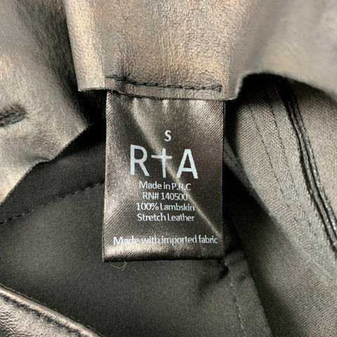 RtA Size S Black Leather Lamb Skin Zippers Detail Dress Pants