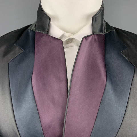 PAUL SMITH Chest Size M Slate Cotton Blend Satin Notch Lapel Sport Coat