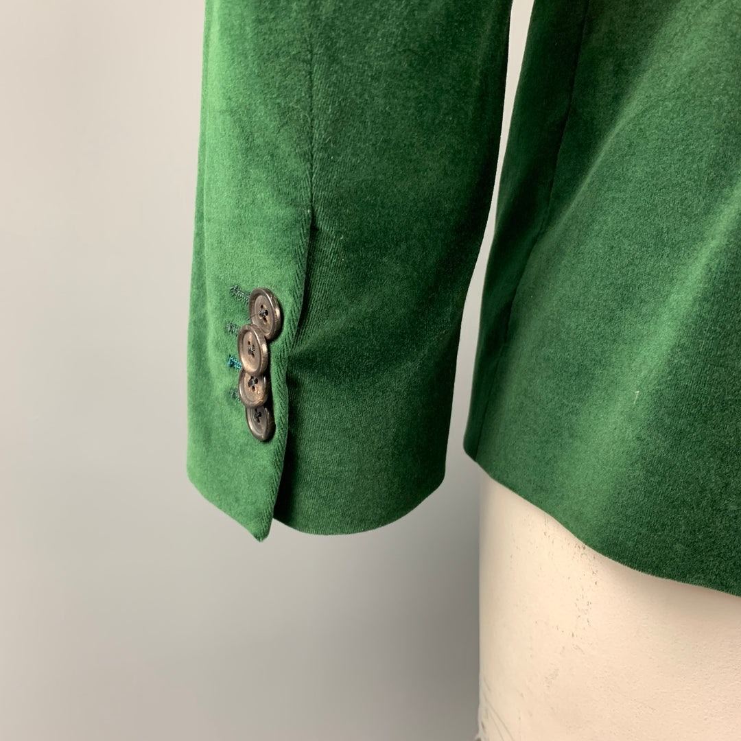 PAUL SMITH Size 42 Regular Green Velvet Notch Lapel Sport Coat