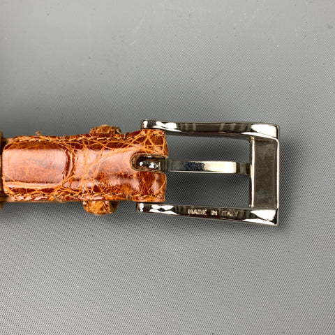 ANNA Size S Cognac Alligator Skinny Belt
