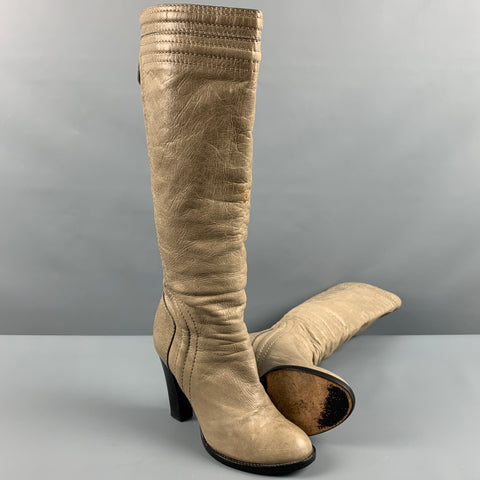 CHLOE Taille 8.5 Bottes hautes beiges à talons épais