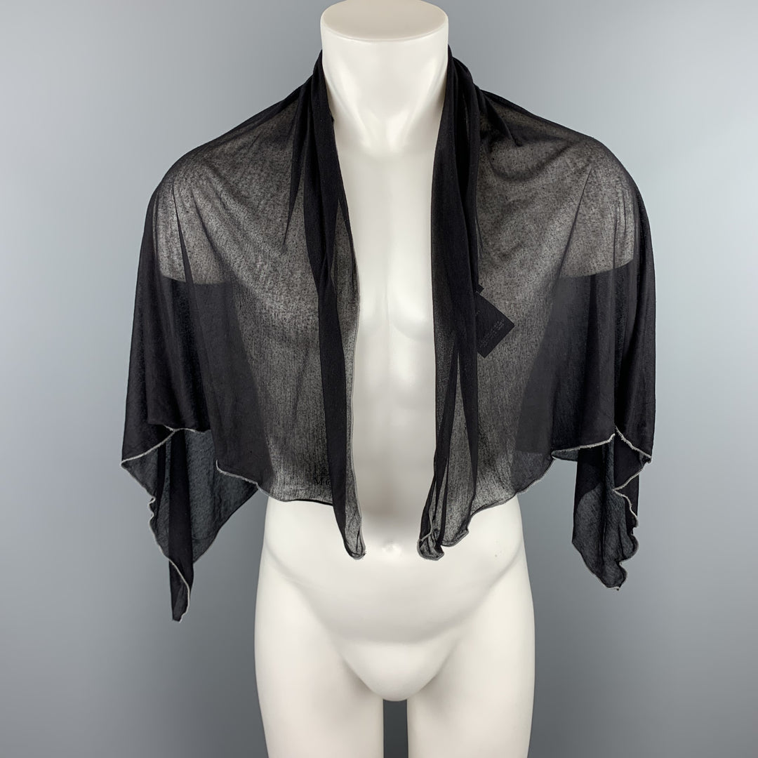 ALEXANDER MCQUEEN Black & Gray Trim Silk Scarf