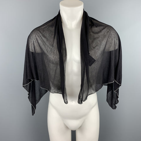 ALEXANDER MCQUEEN Black & Gray Trim Silk Scarf