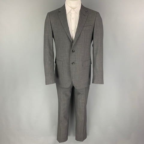 LANVIN Size 38 Grey Grid Wool Notch Lapel Suit