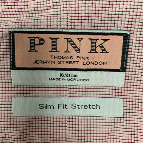 THOMAS PINK Size M White, Red & Black Checkered Cotton Blend Long Sleeve Shirt