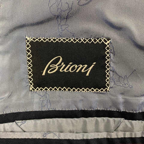 BRIONI Size 42 Navy Stripe Wool Notch Lapel Suit