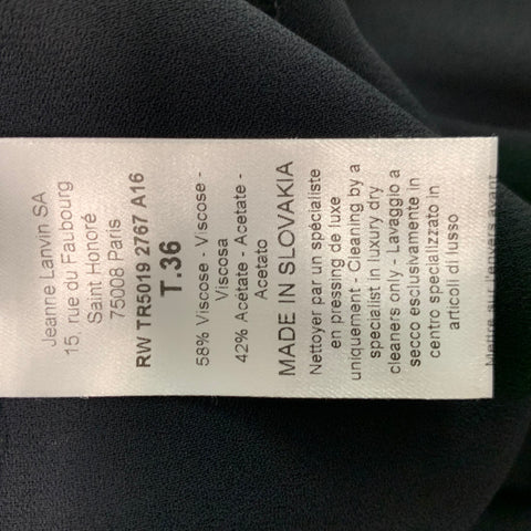 LANVIN Size 4 Black Viscose Acetate Drawstring Casual Pants