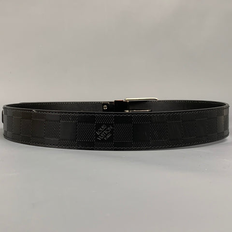 LOUIS VUITTON Saint-Cyr-Boston Size 34 Black Damier Leather Belt