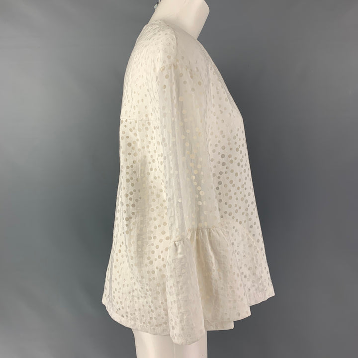 AKRIS Taille 6 Haut décontracté surdimensionné en viscose blanche et nylon à pois