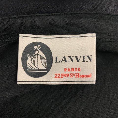 LANVIN Talla M Vestido recto de flores de seda de algodón negro