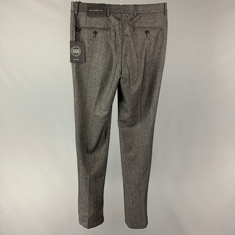 JOHN VARVATOS * U.S.A. Size 30 Black White Heather Wool Blend Dress Pants