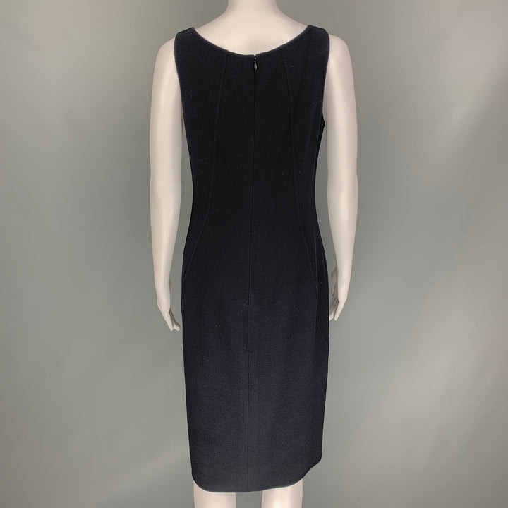 OSCAR DE LA RENTA Size 8 Navy Wool Sleeveless Dress