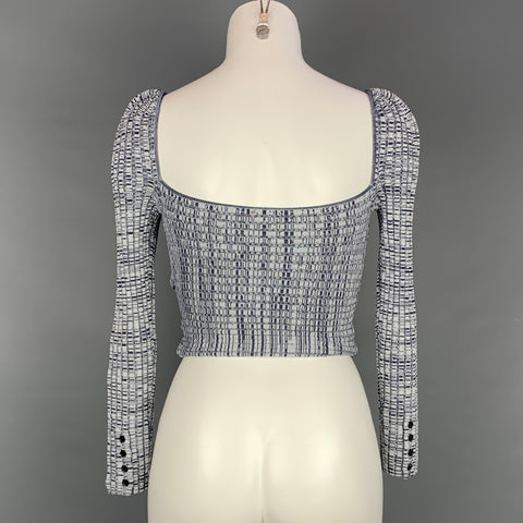 SELF-PORTRAIT SS 21 Size S Blue & Grey Viscose Blend Marbled Crossover Casual Top