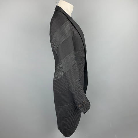 COMME des GARCONS HOMME PLUS Size M Black Mixed Fabrics Peak Lapel Tails Coat