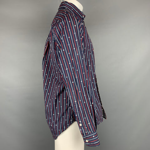 GITMAN VINTAGE Size M Navy & Red Print Cotton Button Down Long Sleeve Shirt