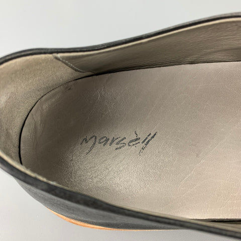 MARSELL Size 11 Black Leather Round Toe Lace Up Shoes
