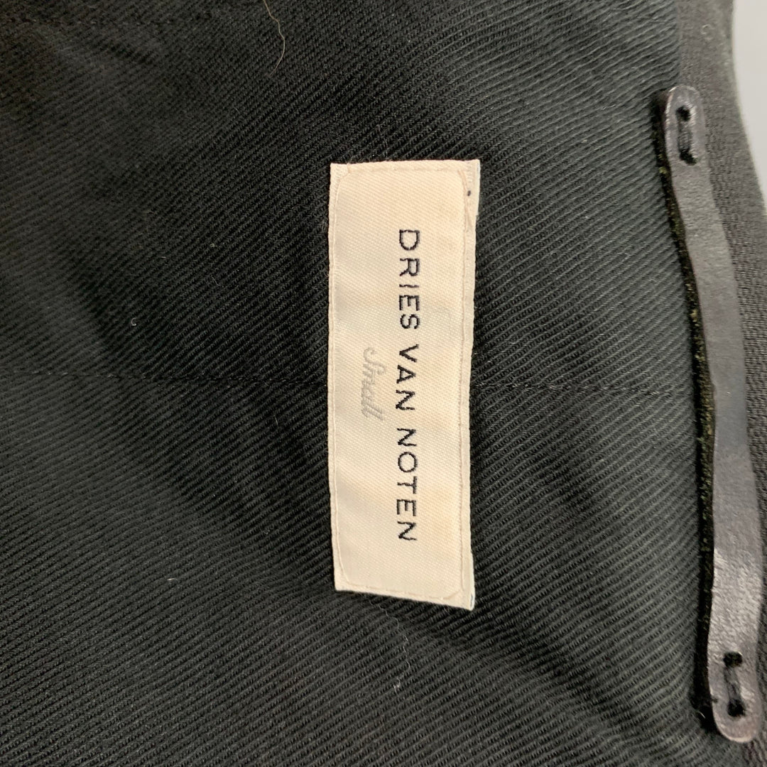 DRIES VAN NOTEN Size S Black Cotton Back Belt Cropped Jacket