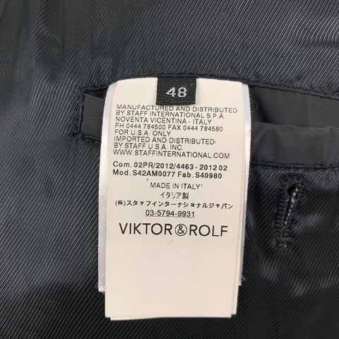 VIKTOR & ROLF Size 38 Black Ruched Polyester Zip Up Jacket