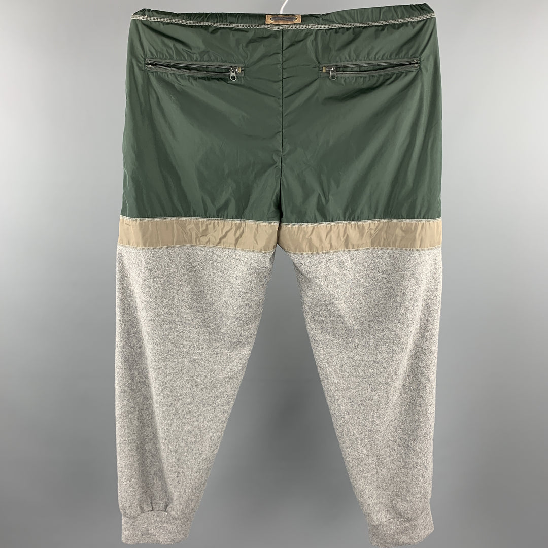 KOLOR Size L Grey & Green Mixed Fabrics Wool / Cashmere Sweatpants