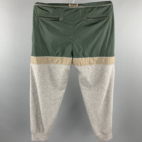 KOLOR Size L Grey & Green Mixed Fabrics Wool / Cashmere Sweatpants