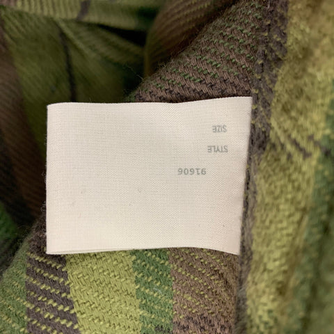 N. HOlLYWOOD Size M Olive Brown Plaid Cotton Long Sleeve Shirt
