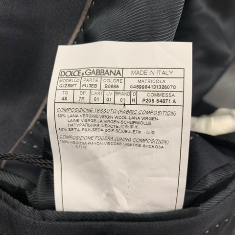 DOLCE &amp; GABBANA Taille 38 Manteau de sport à revers en laine noire mélangée