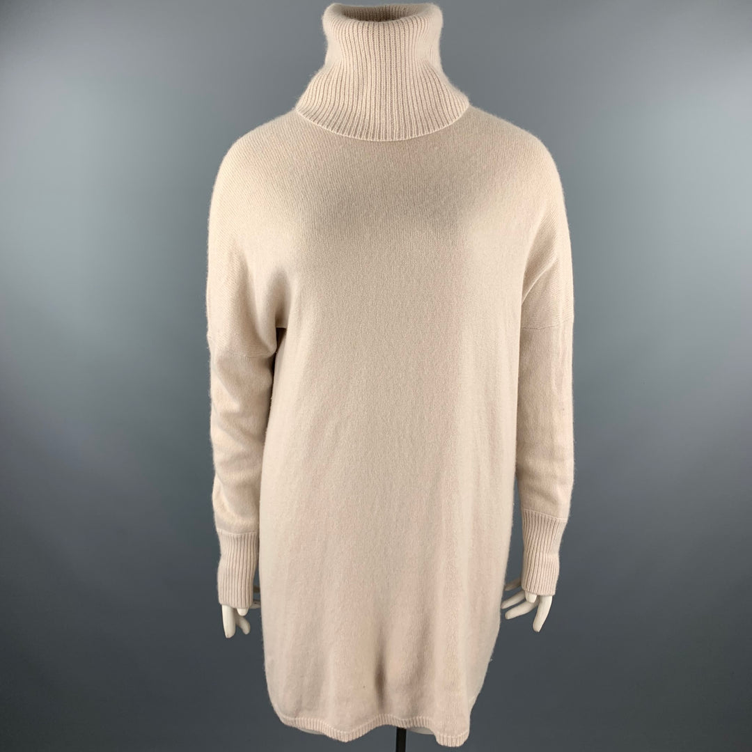 TSE Size L Nude Knitted Cashmere Turtleneck Sweater Dress