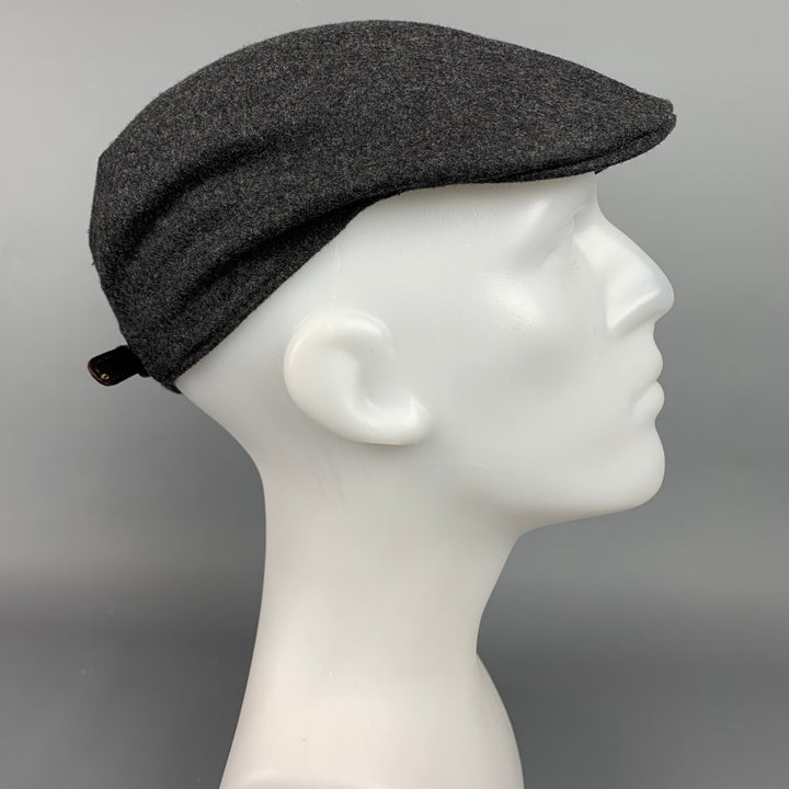 BRUNELLO CUCINELLI Size M Charcoal Wool Leather Newsboy Hat