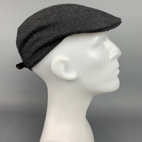 BRUNELLO CUCINELLI Gorro Newsboy de piel y lana color carbón talla M