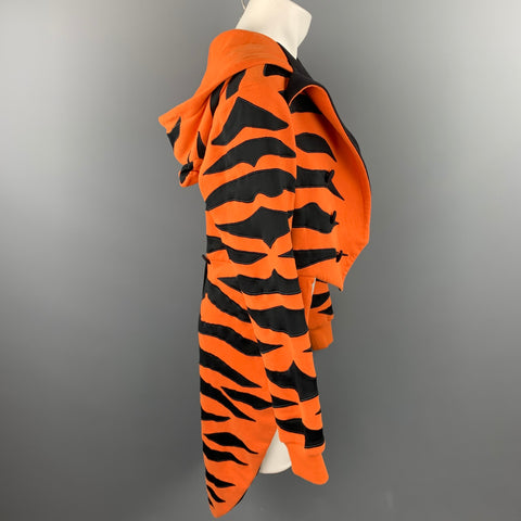 ADIDAS by JEREMY SCOTT Size L Orange & Black Tiger Cotton Hooded Open Front Jacket