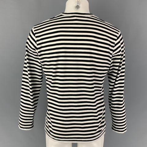 COMME des GARCONS PLAY Size L Black White Stripe Cotton Long Sleeve T-shirt