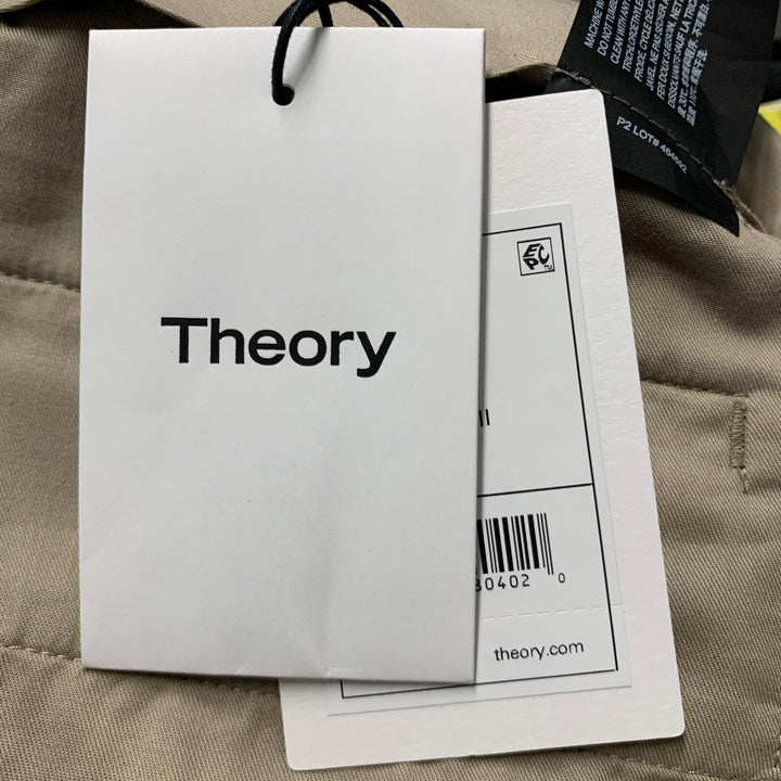 THEORY Size 30 Brown Khaki Cotton Flat Front Dress Pants
