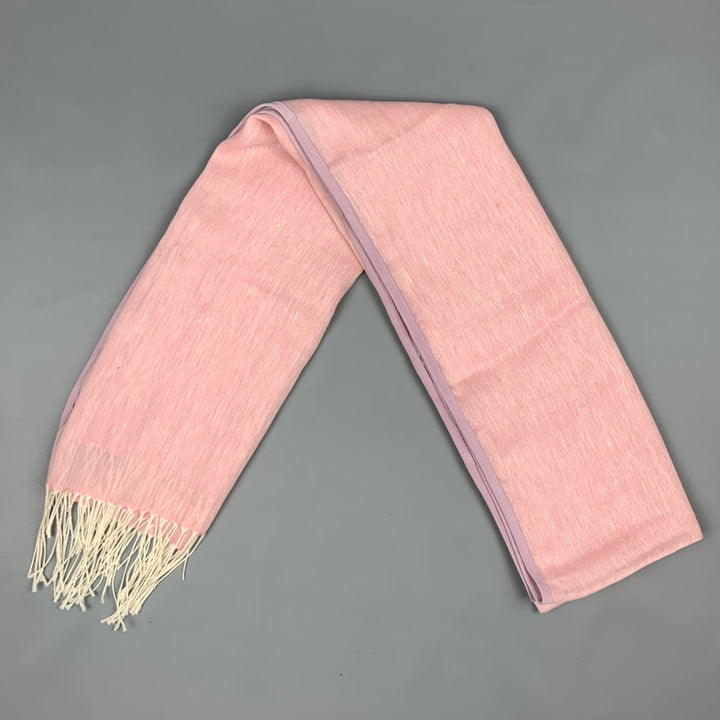 VINTAGE Pink Cashmere / Linen Suede Fringe Scarf