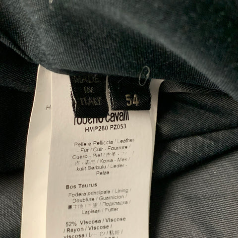 ROBERTO CAVALLI Size 38 Gunmetal Embossed Leather Casual Pants