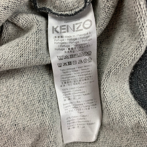 KENZO Size M Grey Yellow Embroidery Cotton Crew-Neck Pullover