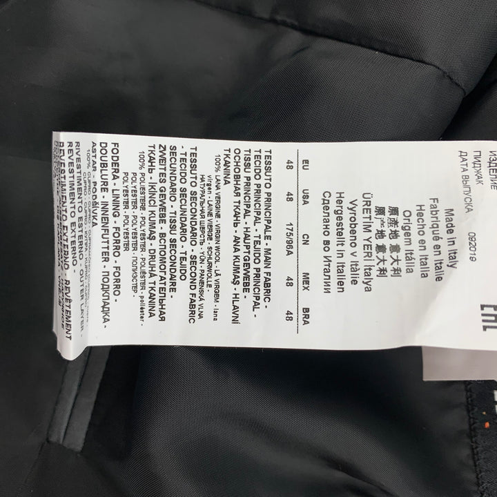 EMPORIO ARMANI SS 20 STARS Limited Edition Size 38 Black Beaded Wool Peak Lapel Sport Coat