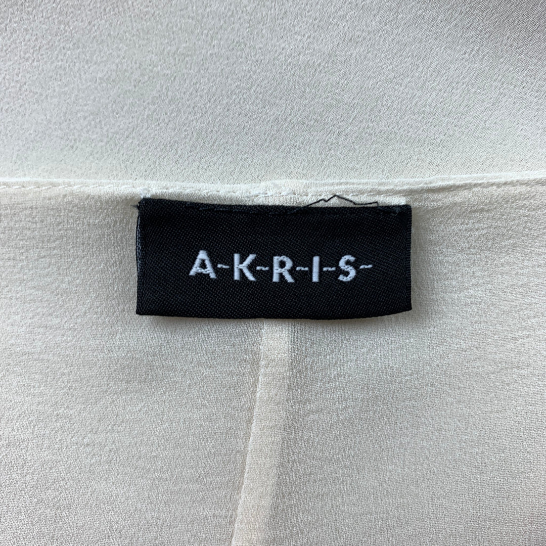 AKRIS Size 6 Cream Chiffon Silk Sleeveless Blouse
