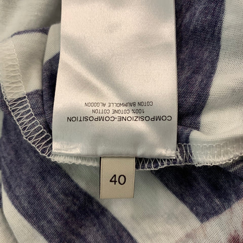 STELLA McCARTNEY Size 4 Blue & White Palm Tree Cotton Stripe T-Shirt