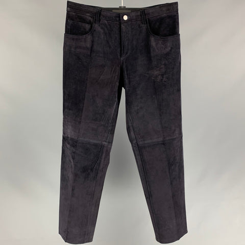 PRADA Size 31 Black Suede Straight Casual Pants