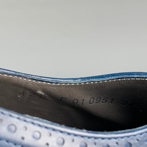 ROBERT CLERGERIE for J. FENESTRIER Size 9 Blue Perforated Leather Cap Toe Lace Up Shoes