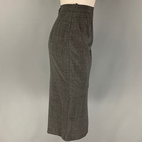 MOSCHINO COUTURE Talla 6 Falda a media pierna de poliamida y lana gris jaspeada