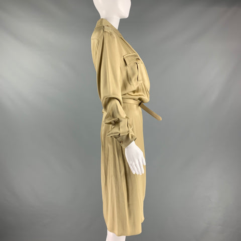 RALPH LAUREN Taille 8 Robe portefeuille en acétate de viscose doré