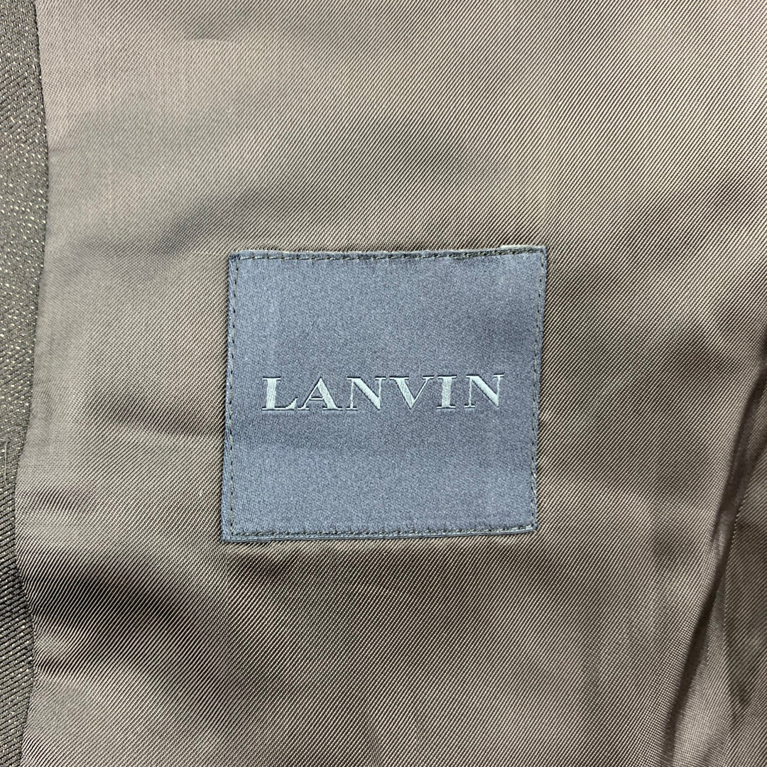 LANVIN Size 40 Black & Silver Sparkle Wool Blend Shawl Collar Sport Coat