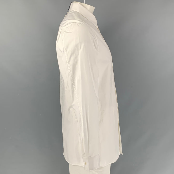 ADAM LIPPES Size XL White Solid Cotton Button Up Long Sleeve Shirt
