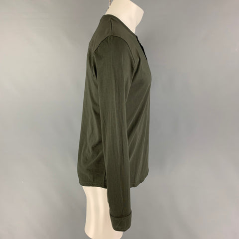 OFFICINA36 Size M Olive Cotton Henley T-shirt