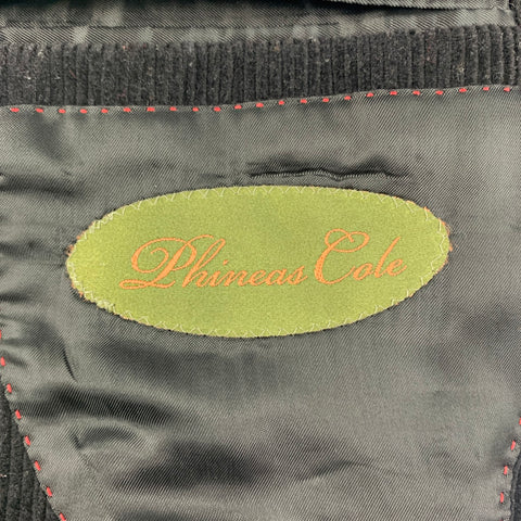 PHINEAS COLE Taille 36 Costume à Revers en Laine Velours Côtelé Noir