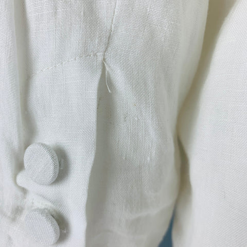 ALBERTO MAKALI Size 6 White Linen Single Breasted Blazer